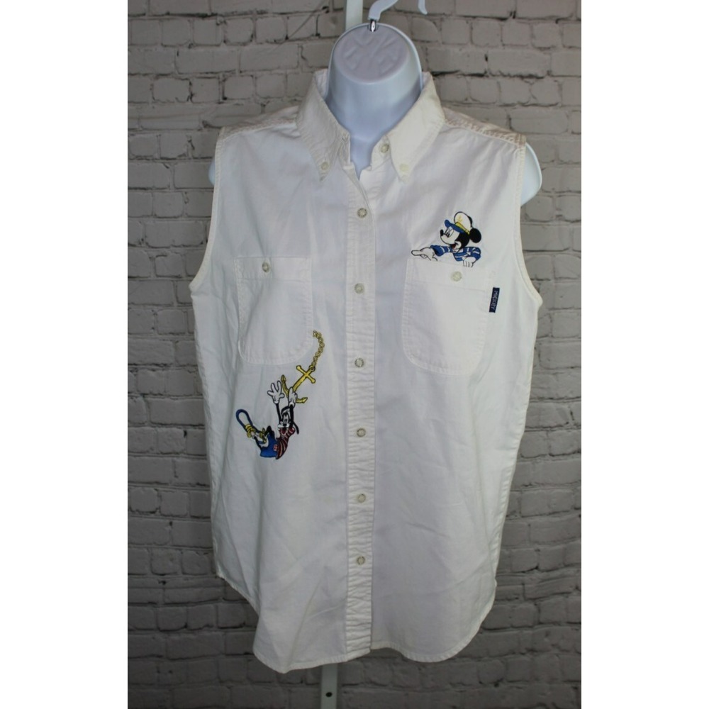 Vintage 90s Mickey Unlimited Embroidered Blouse Vest Women Mickey Mouse Size Med